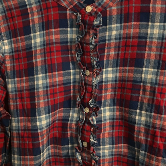 J Crew size L ruffle flannel - Picture 2 of 6